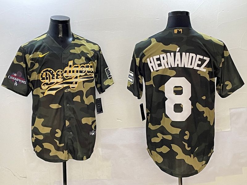 Men Los Angeles Dodgers #8 Hernandez Camo Joint Name 2025 Nike MLB Jersey style 3->los angeles dodgers->MLB Jersey